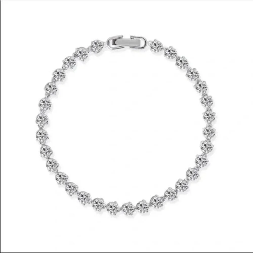 NEW 925 STERLING SILVER DIAMOND TENNIS BRACELET, NICE BRACELET, CUTE BRACELET - Picture 7 of 7